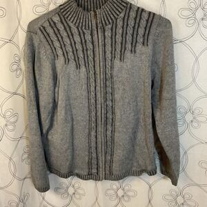 Woman's‎ Karen Scott petite Gray Long Sleeve Full Zip size large